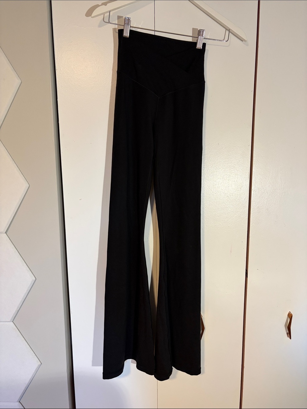Aerie High-Waist Crossover Black Flare Jumpsuit Pants